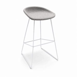 About a Stool Sled Base White, Fabric Seat About a Stool Sled Base White, Fabric Seat